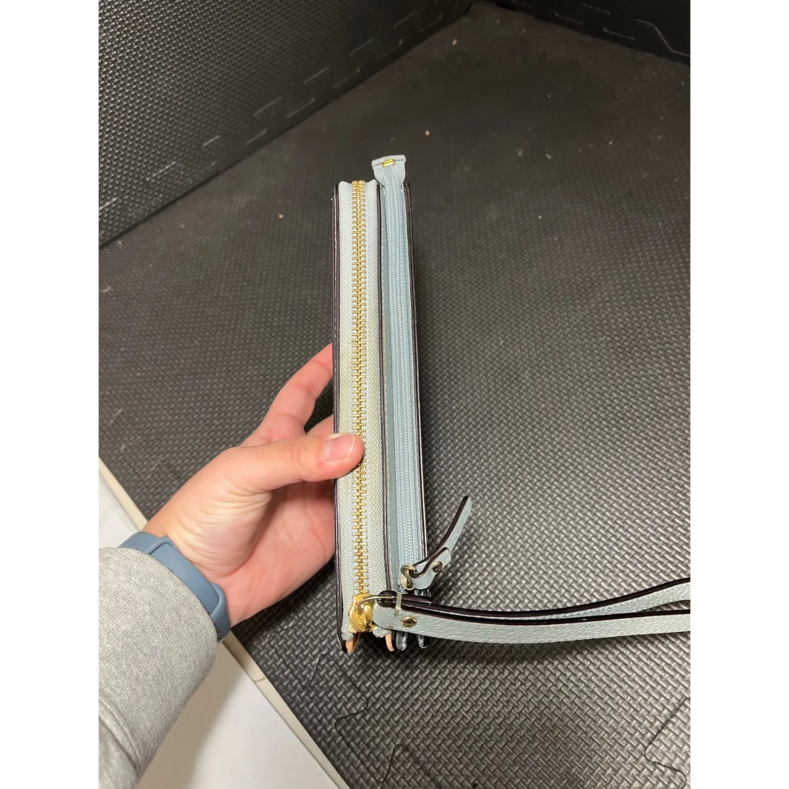 Kate Spade Continental Wallet Leather Light Blue Wristlet Card Holder Womens - Image 5