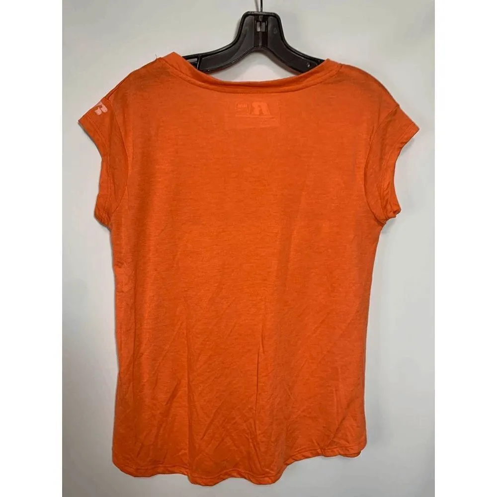 Russell Womens Oklahoma State Cowboys Wordmark V-Neck T-Shirt Orange Size Medium - Image 6