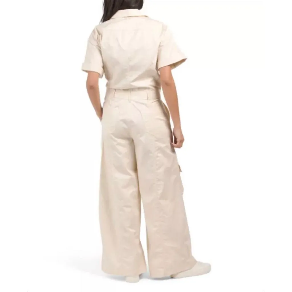 Zara Women's Beige Cargo Jumpsuit Wide Leg Relaxed Fit Size‎ S NWOT - Image 3
