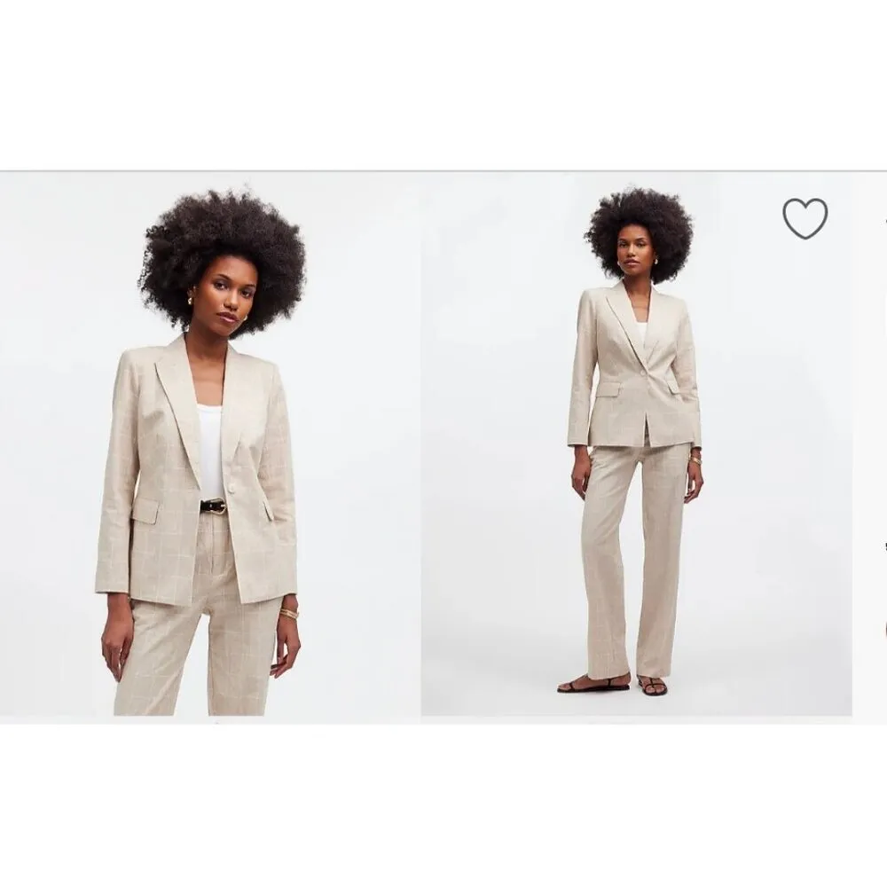 Madewell $178 Womens The Slim Blazer in Glen Plaid Size 0 NQ329 - Image 2