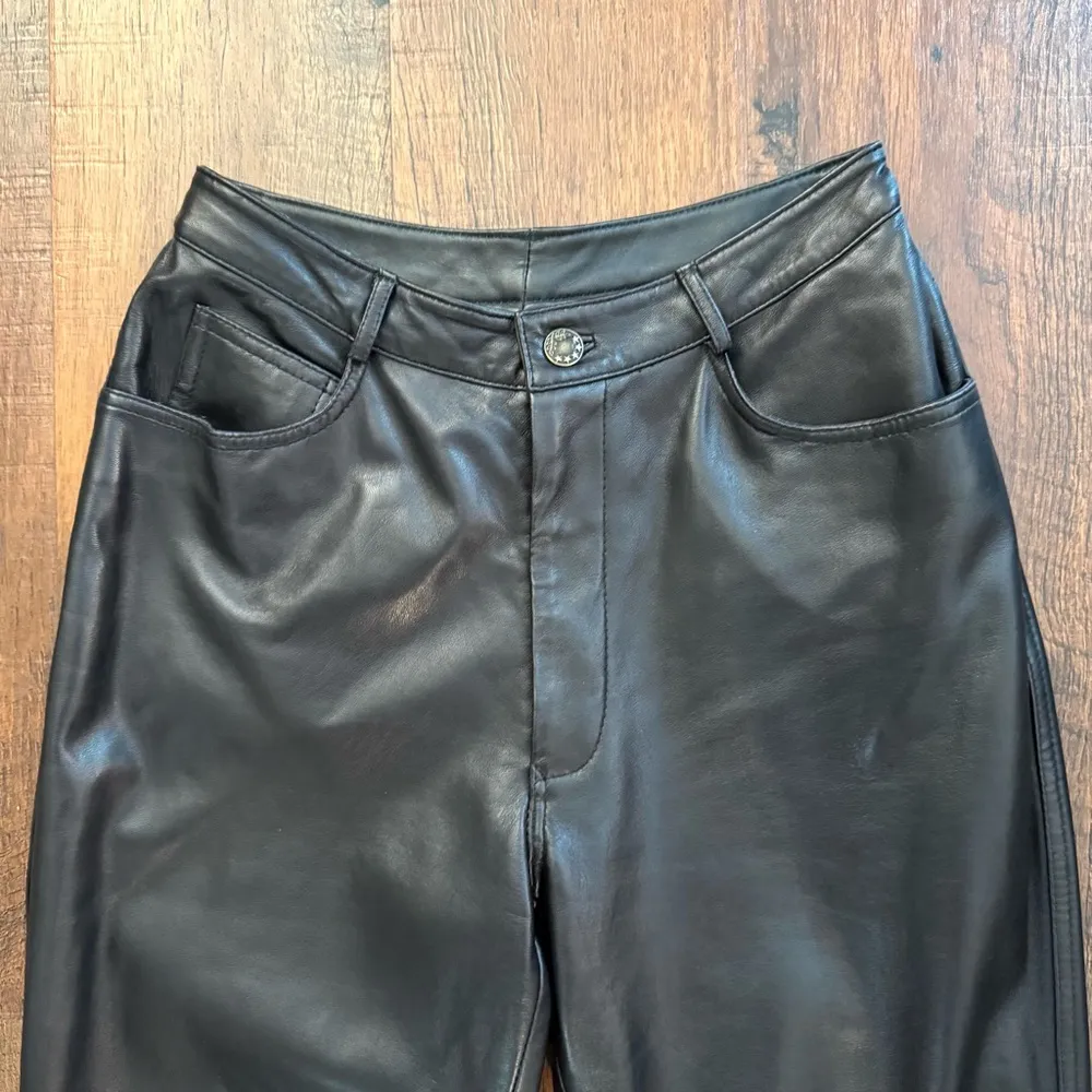 VAKKO black leather pants, made in India, size 4 - Image 4