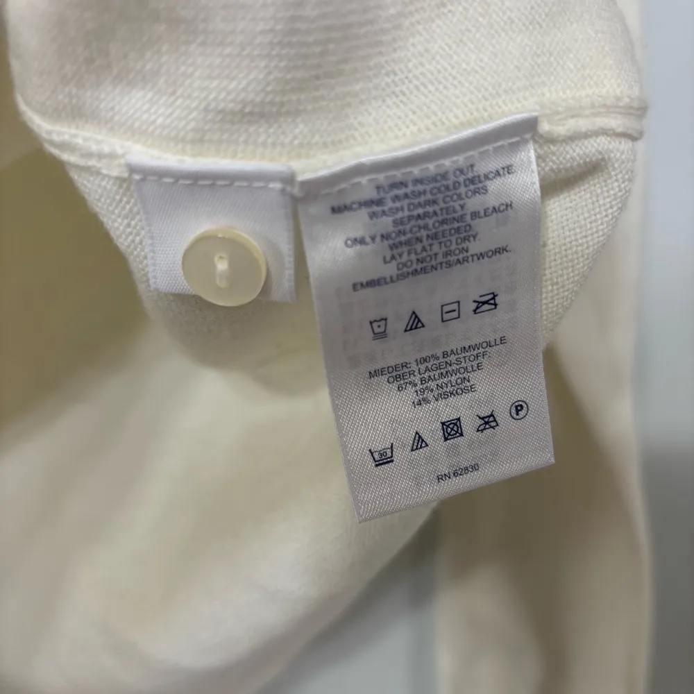 Land’s End Ivory Lace Light Weight Spring Cardigan Sweater Size MP White - Image 4