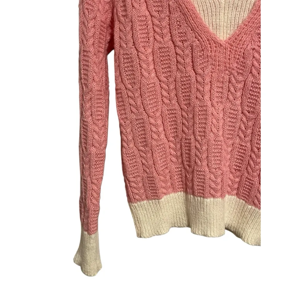 SHEIN Grandma Sweater Womens Small Pink Granny Core Boho Cottage Cable Knit - Image 4