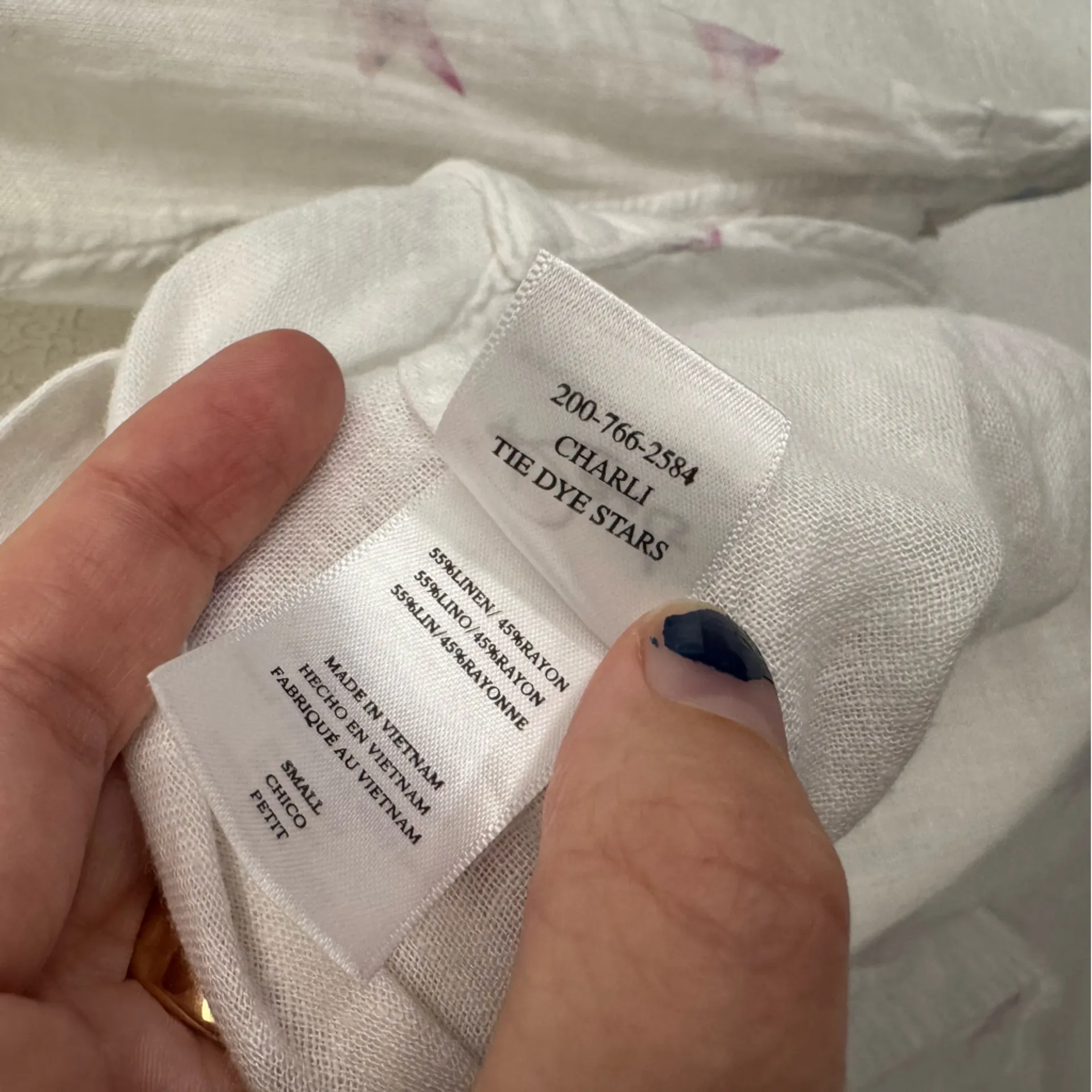 Rails Charli Tie Dye Stars White Linen Button Up Size Small - Image 12