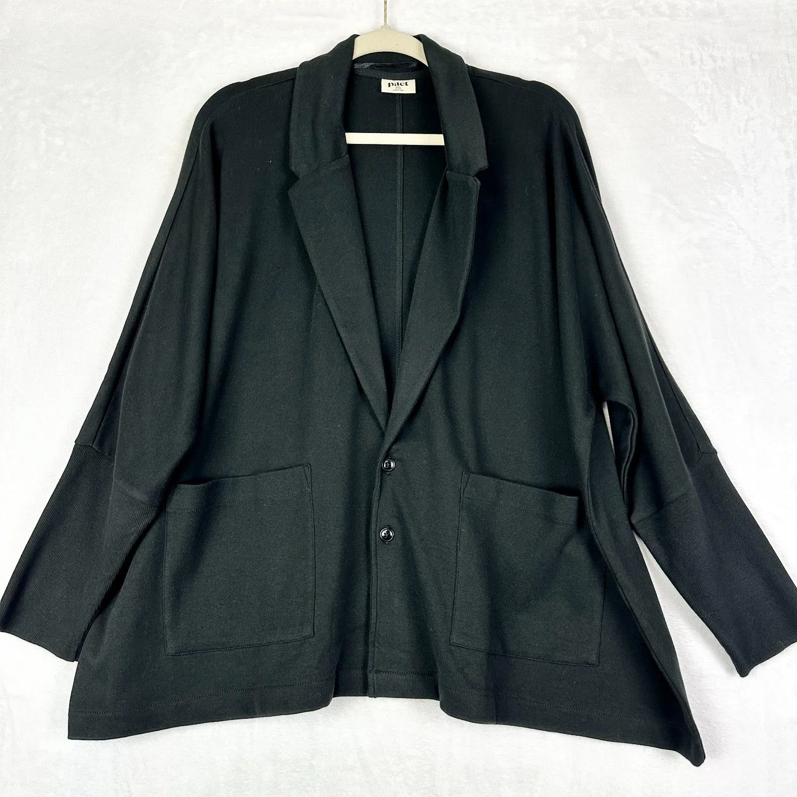 Pact Organic Cotton Airplane Relaxed Blazer Size XXXL Black Minimalist - Image 2
