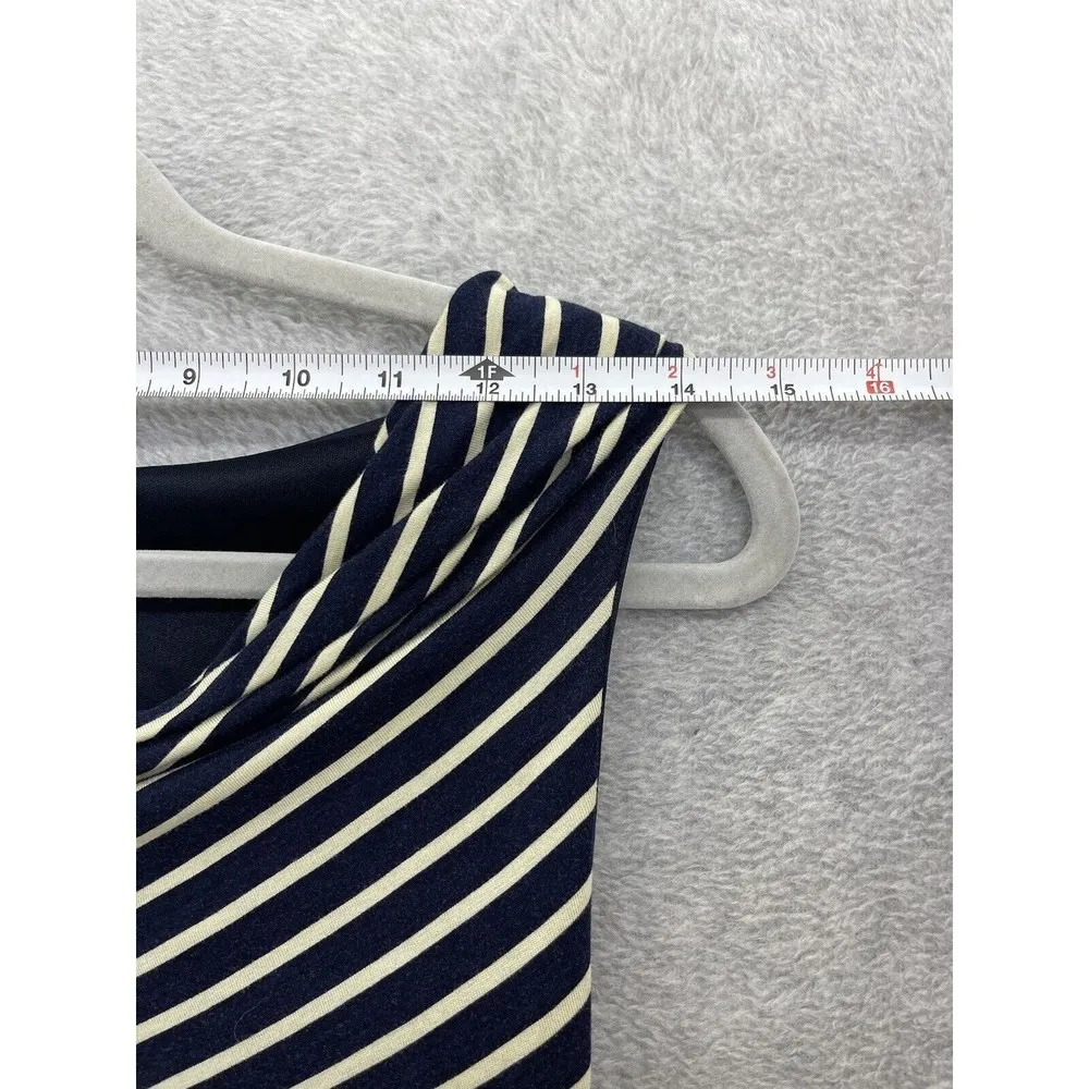 LOFT Ann Taylor Women's Pull On Dress Striped Sleeveless Size XS CowlNeck Blue - Image 5