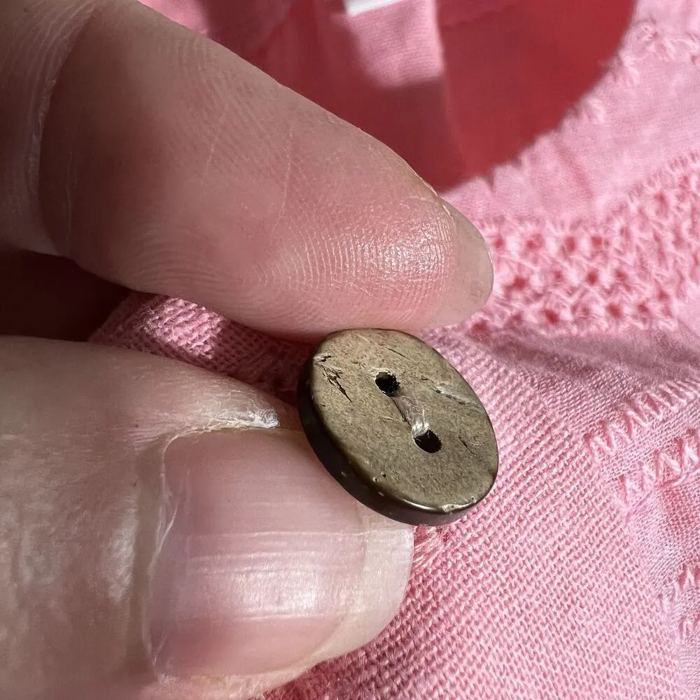 Boutique Womens Blouse Top Short Sleeve Eyelet Button Accent Cotton Pink XL - Image 7