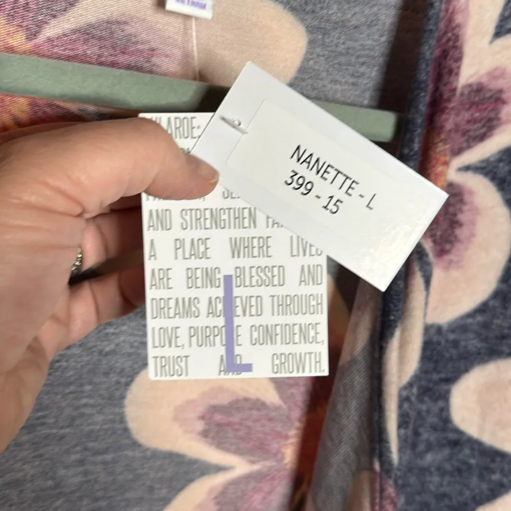 NWT LuLaRoe Nanette Blue Pink Orange Floral Overlay Sweater Size Small - Image 8