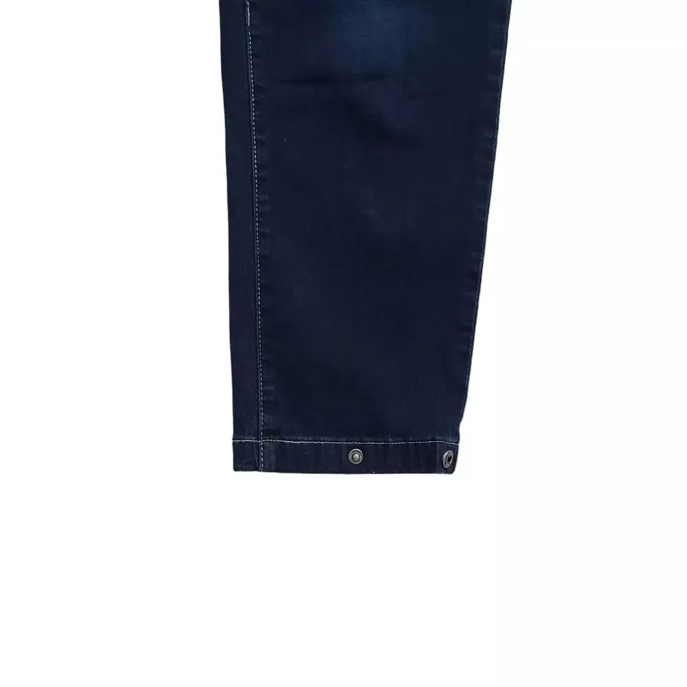 YMI Jeans Womens Medium Dark Wash Denim Elastic Waist Stretch Adjustable Ankle - Image 11