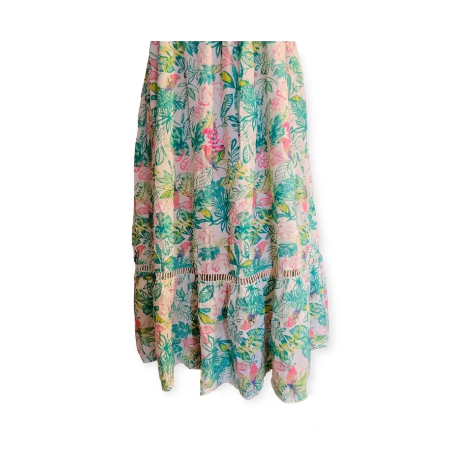 Goa Beachwear by Jopana dress pink white green maxi spaghetti straps Small - Image 5