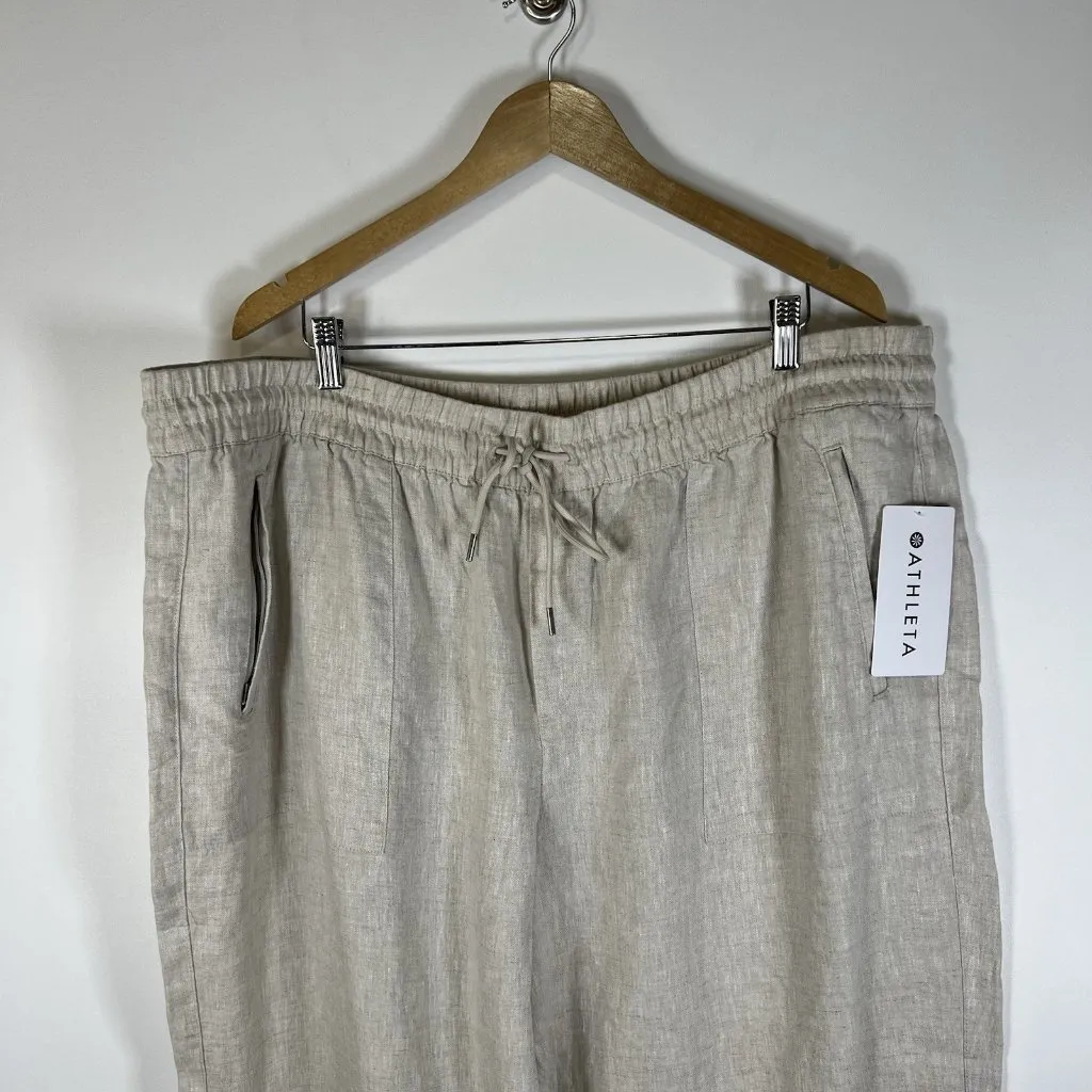 Athleta‎ Retreat Linen Wide Leg Pant Womens Sz 2X Beige Color Summer Pants NWT - Image 6