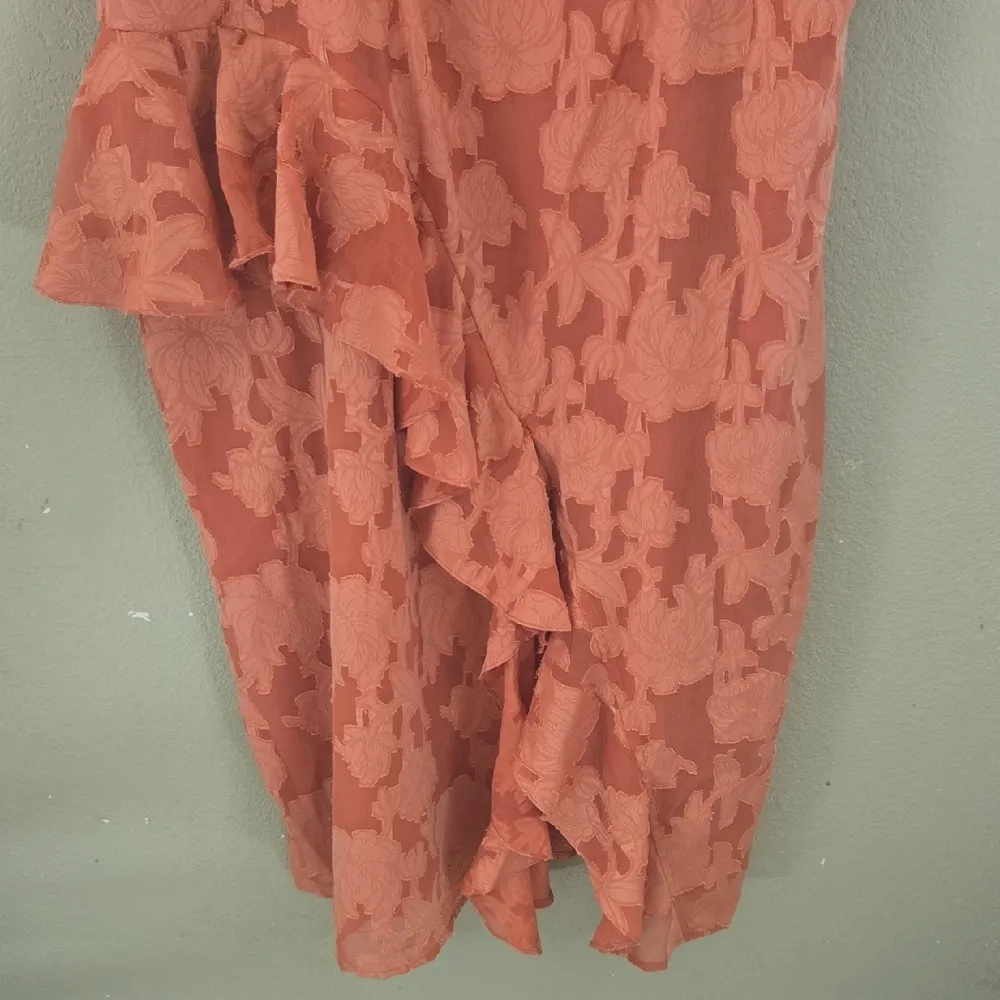 Pretty Lavish Chic Asymmetrical Coral Ruffle Dress Orange Size 18 - Image 6