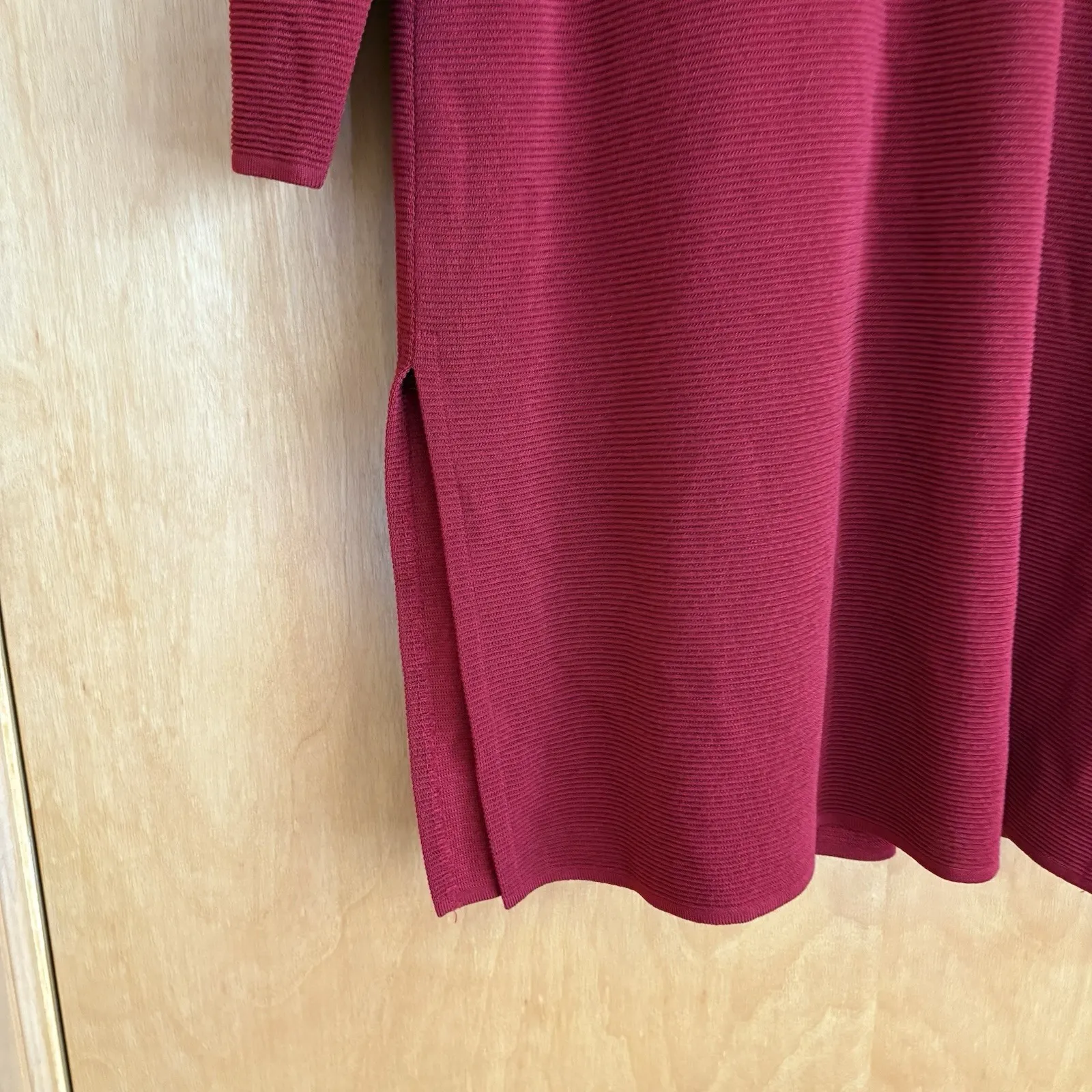 EXCLUSIVELY MISOOK Berry Raspberry Ribbed Knit Long Cardigan Sweater Coatigan XS - Image 7