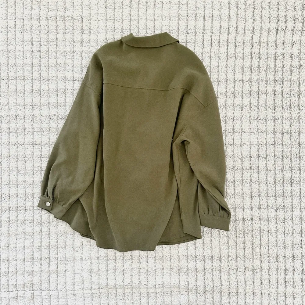 Hyfve Oversized Olive Green Button-Up Shirt - Image 4