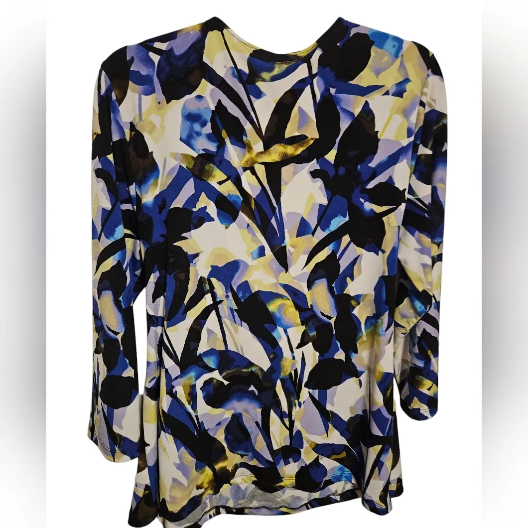 Women's Calvin Klein Multicolored  Long Sleeve Blouse Top Size L - Image 2