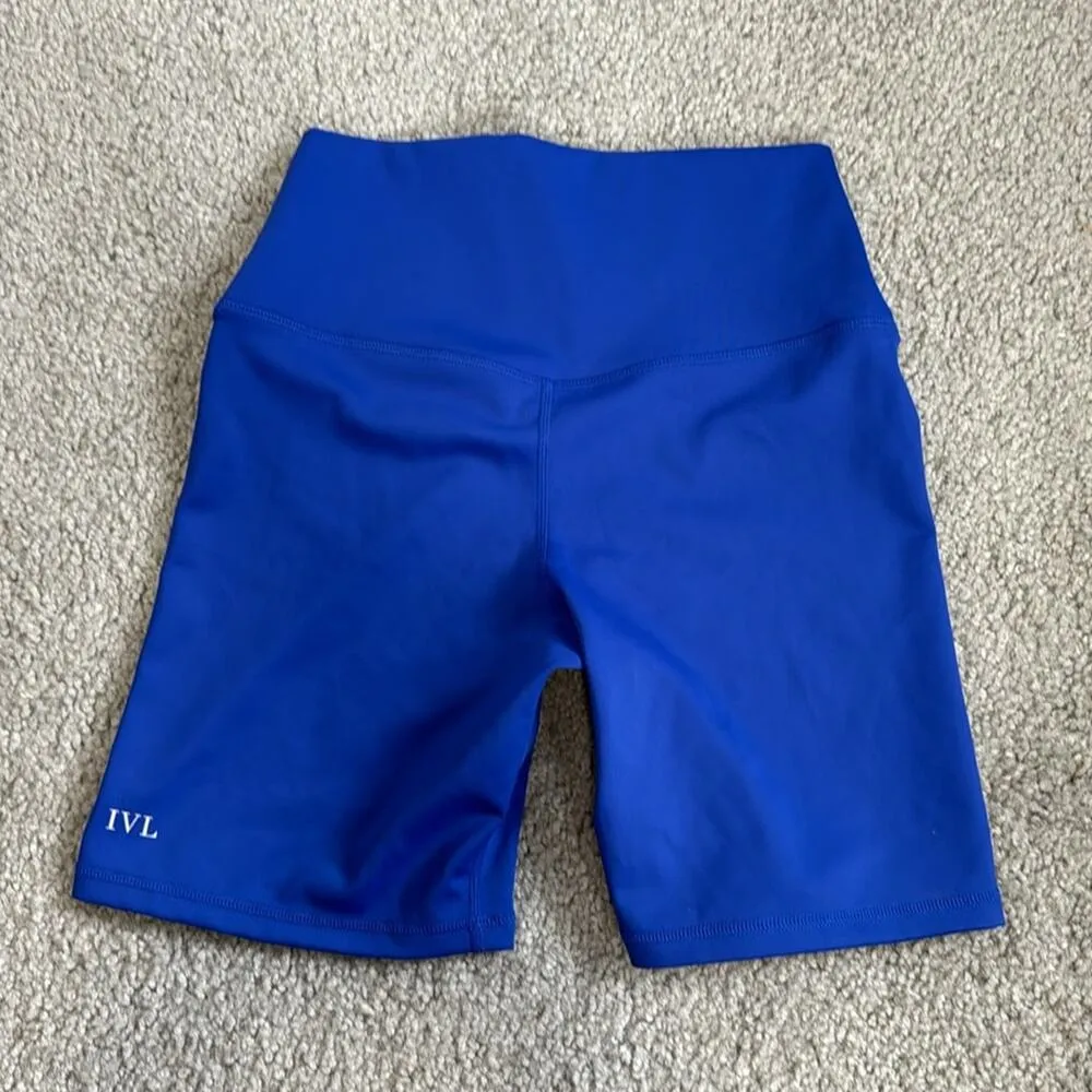 IVL Collective hot short nylon spandex blue athletic athleisure workout size 4 - Image 3