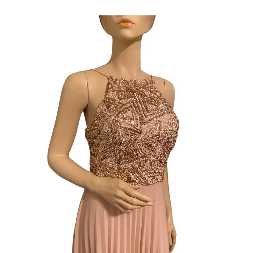 CACHET Champaign Sparkle ‎ Prom Dress Tan Size 4 - Image 6