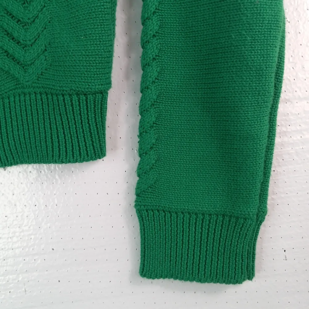 English Factory Farrow XS Cable Knit Women's Crew Neck Sweater in Kelly Green - Image 4