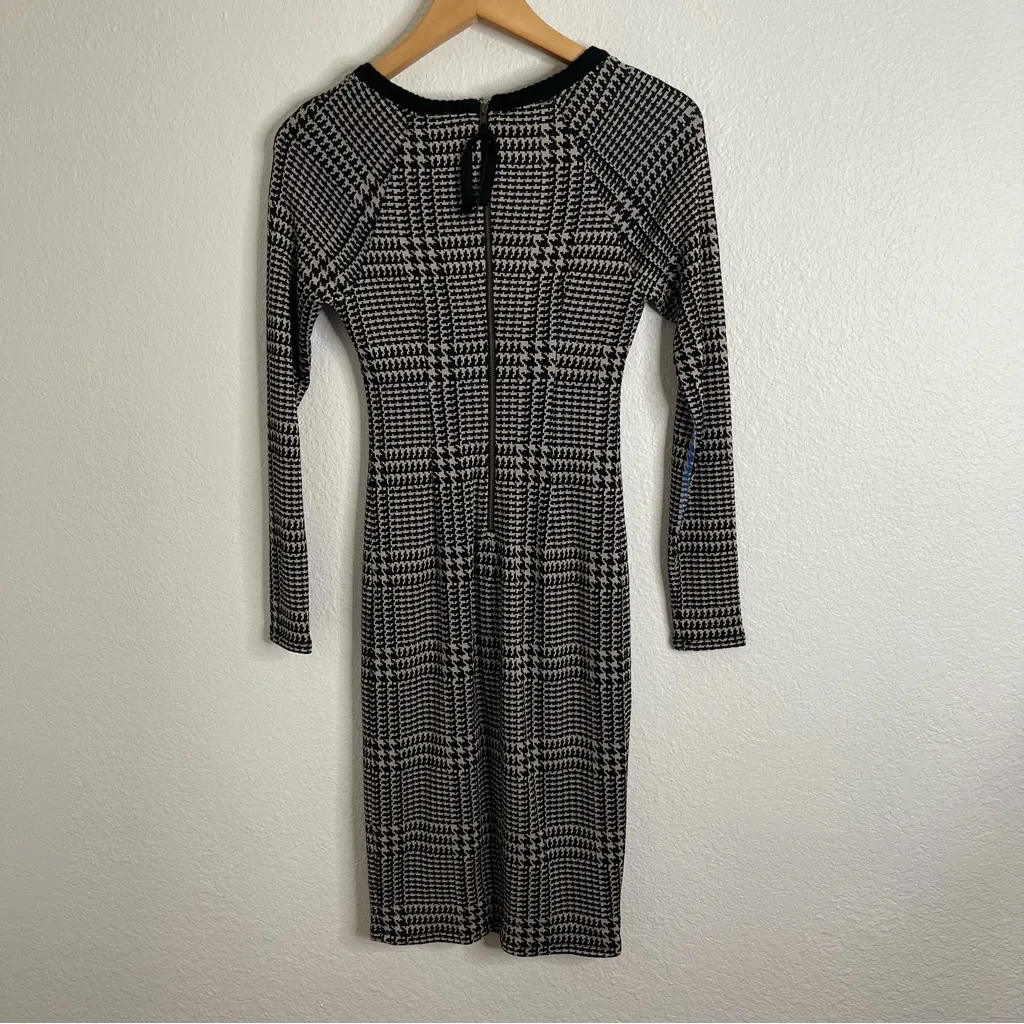 Tracy Reese Houndstooth Long Sleeve Sweater Dress Colorful Accents‎ Size XS - Image 5