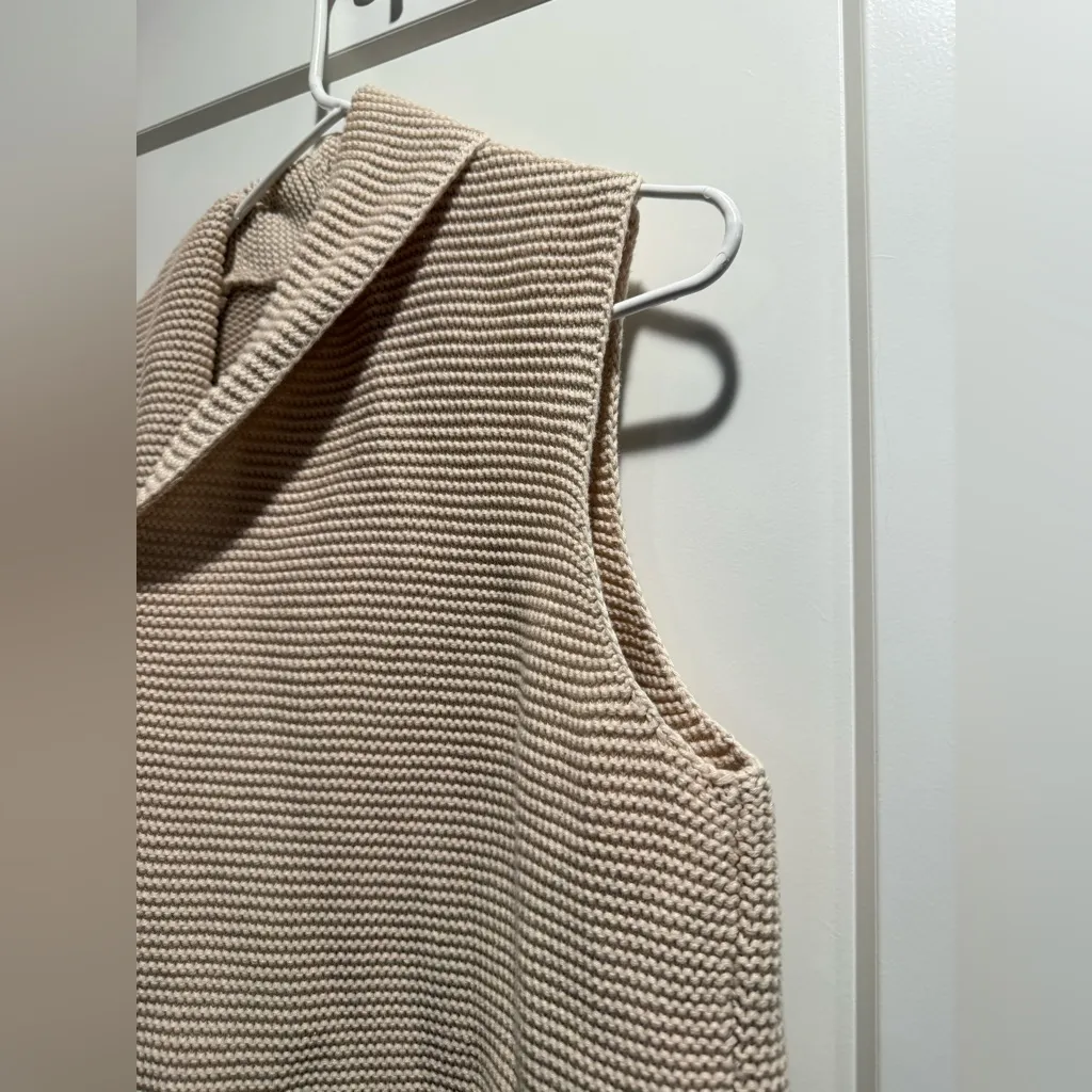 GAP Cream Open Textured Sleeveless Shawl-Collar Cardigan Sweater Vest Size M - Image 4