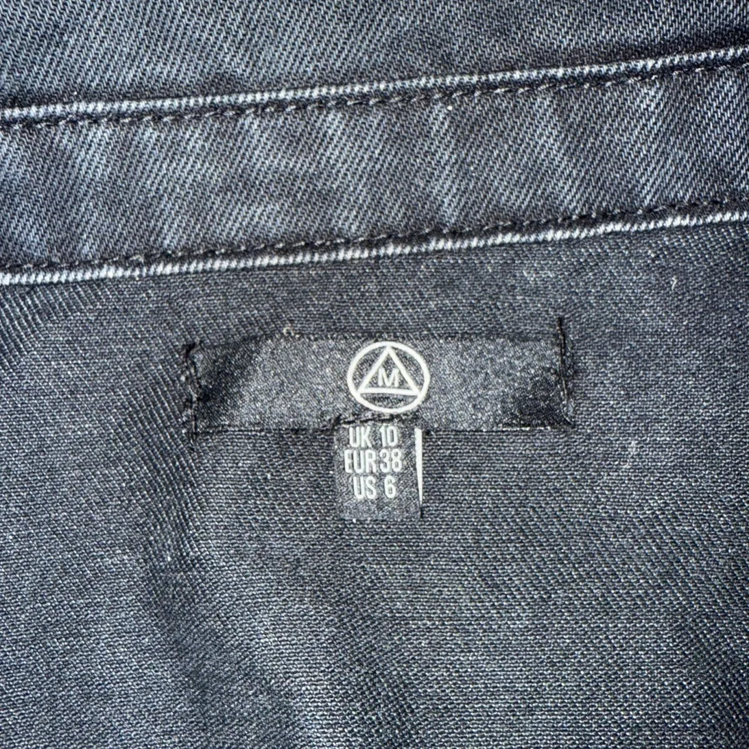 Missguided Denim Jacket Ripped Sequins Size 6 Black Silver - Image 3