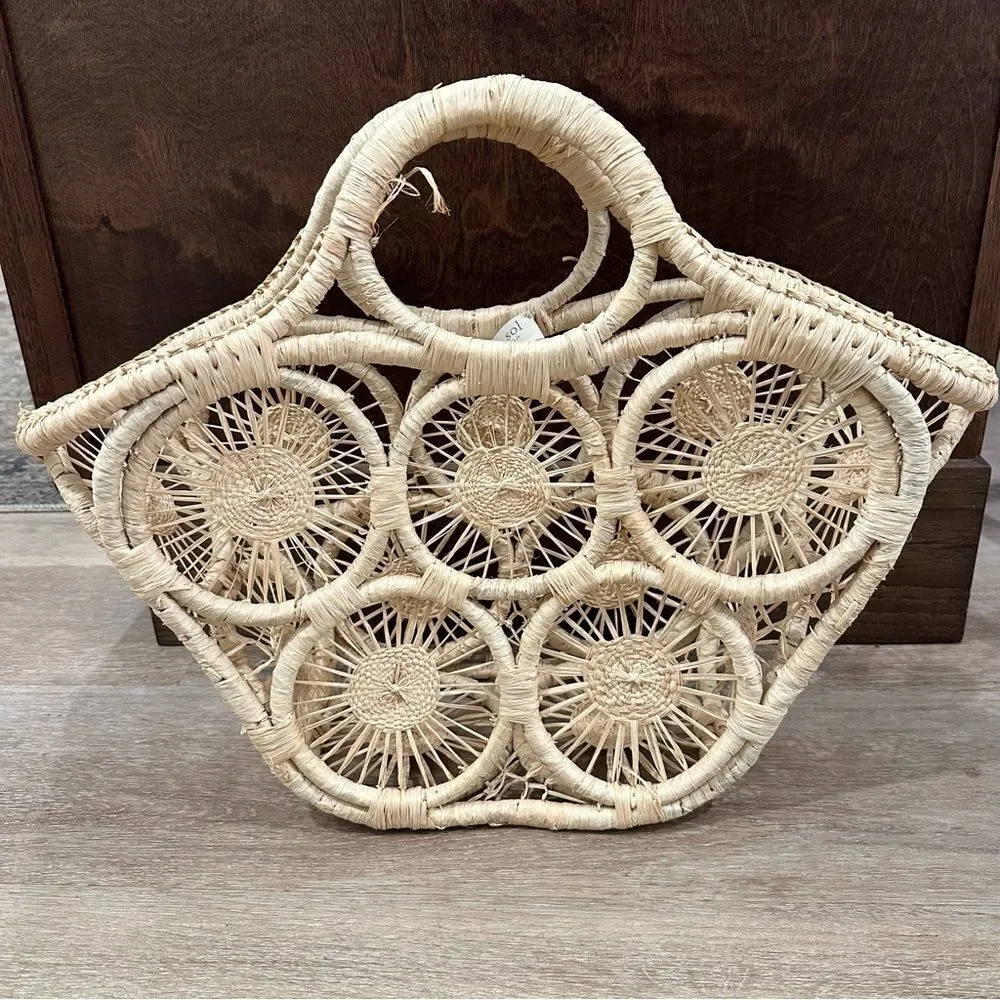 Mar Y Sol Anthropologie open weave raffia beach tote - Image 2