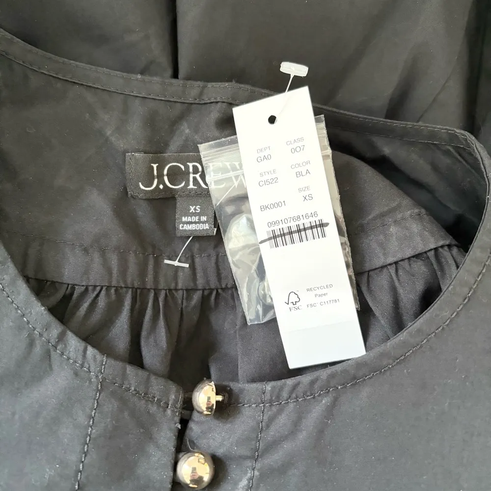 NWT J. Crew Shirred Popover Top Cotton Poplin Black - Image 4