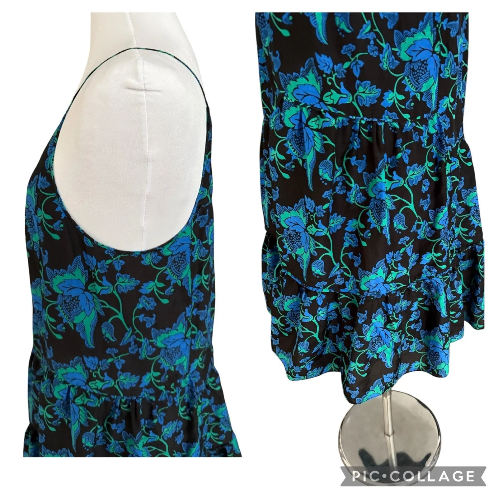 Diane Von Furstenberg Baylee Silk Mini Dress Floral A-Line Tiered Size Medium - Image 8