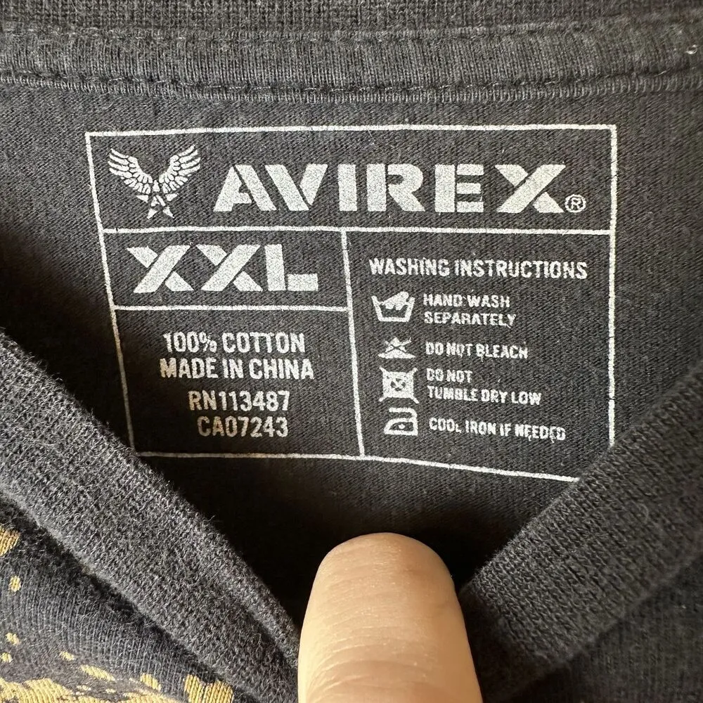 Y2K Avirex Black Skull Rose Rhinestone T - Image 5