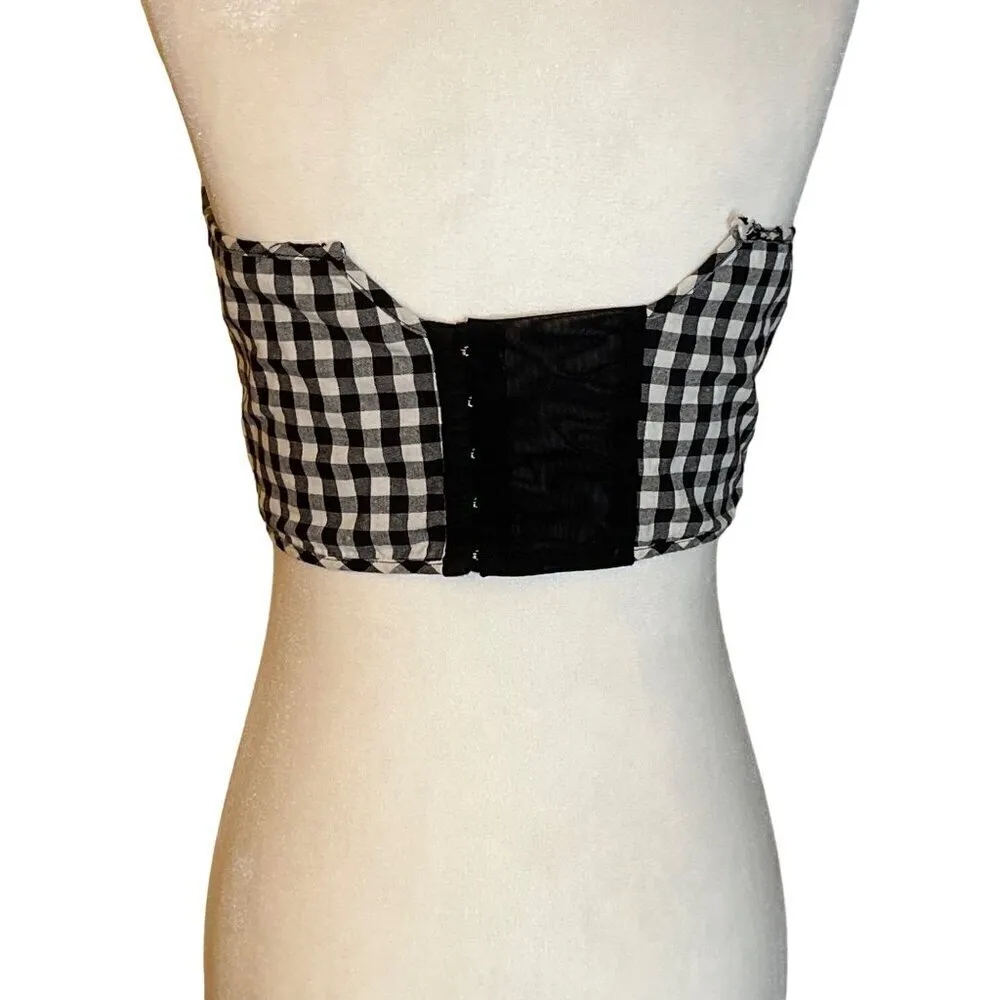 Tome Collective Gingham Bustier Top in Black and White 2 Womens Corset Tank - Image 6