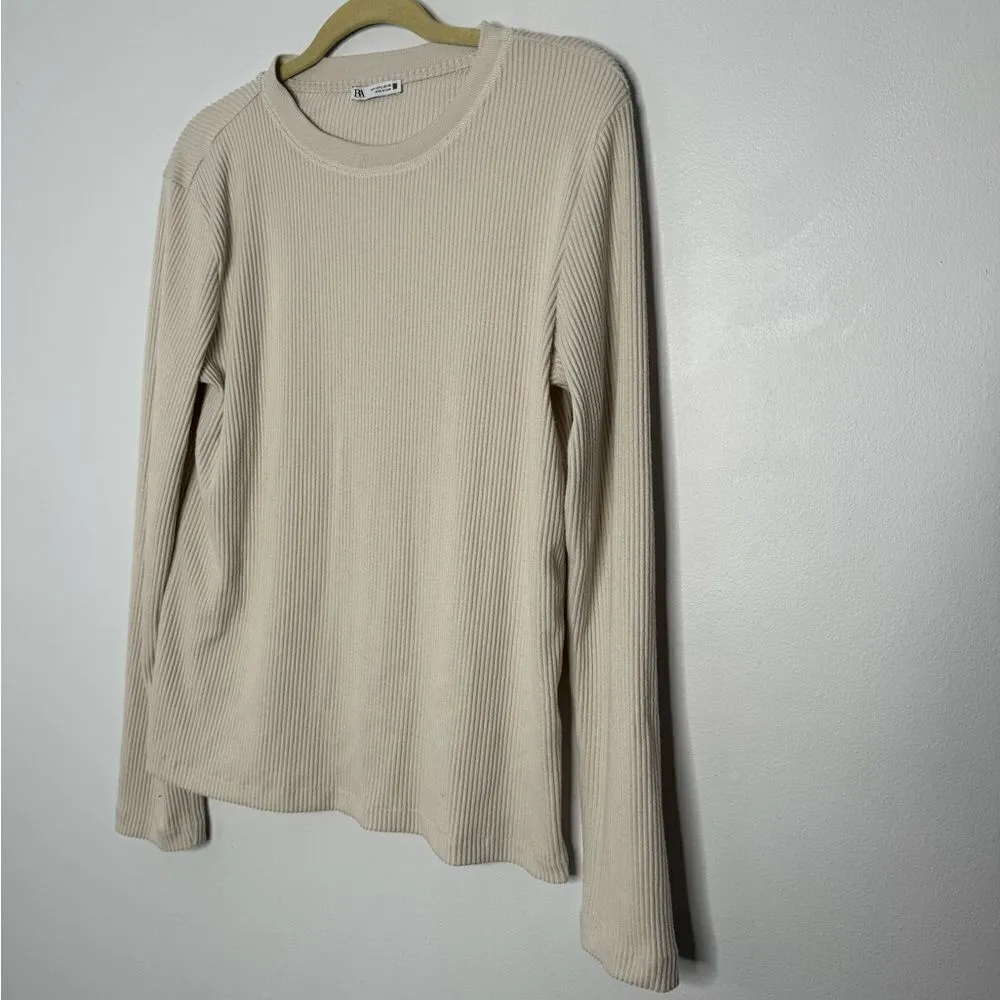 Zara tan ribbed top size large - Image 2