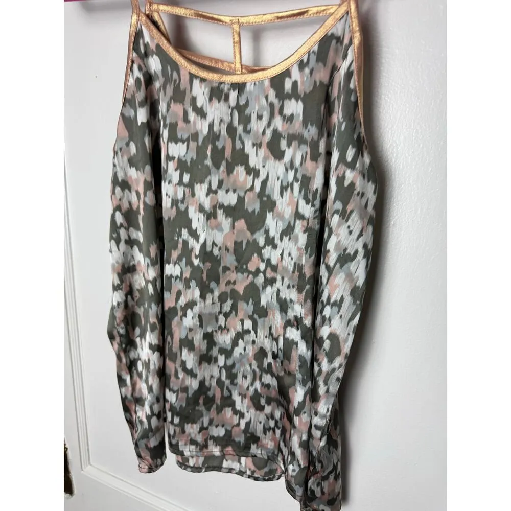 Daytrip Camisole Tank Yop Women's Small Gray Pink Flowy Strappy Spaghetti Strap - Image 3