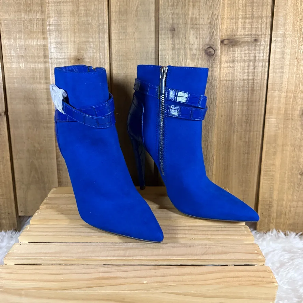 Just Fab Chloelle Womens Ankle Boots Booties Heels Party Bougie Blue Size 6 - Image 3