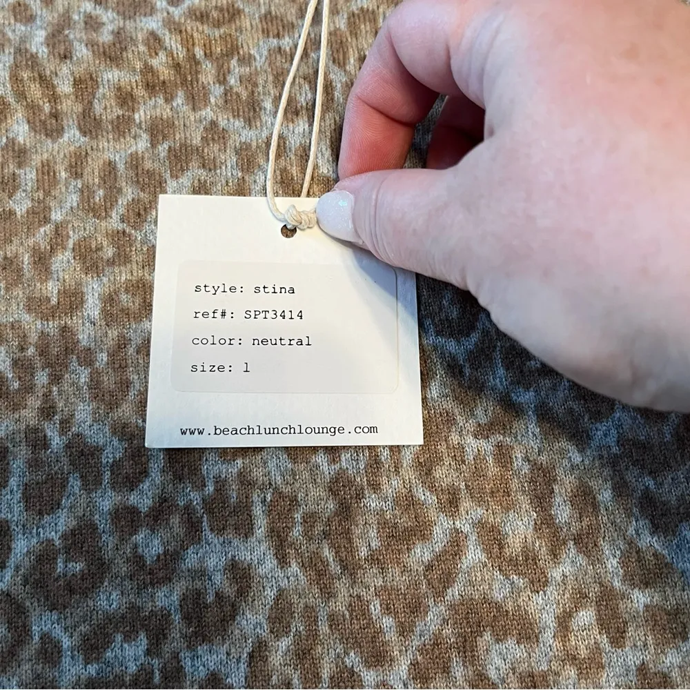 BeachLunchLounge Stina Womens Size Large Cheetah Leopard Thin Sweater Winter NEW - Image 4