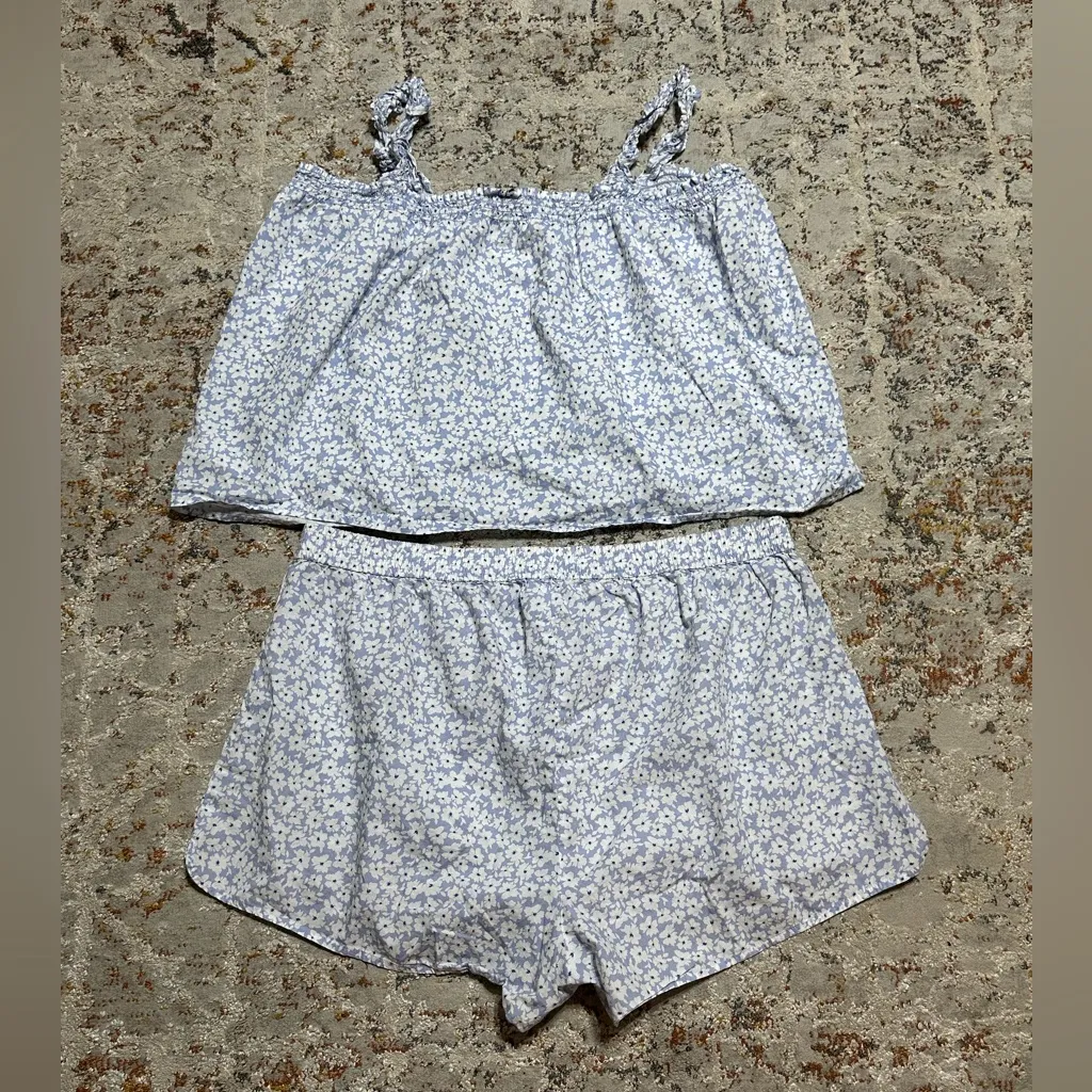 J. Crew Smocked Tank Pajama Set Soft blue White Womens 2XL Sleepwear XXL - Image 11