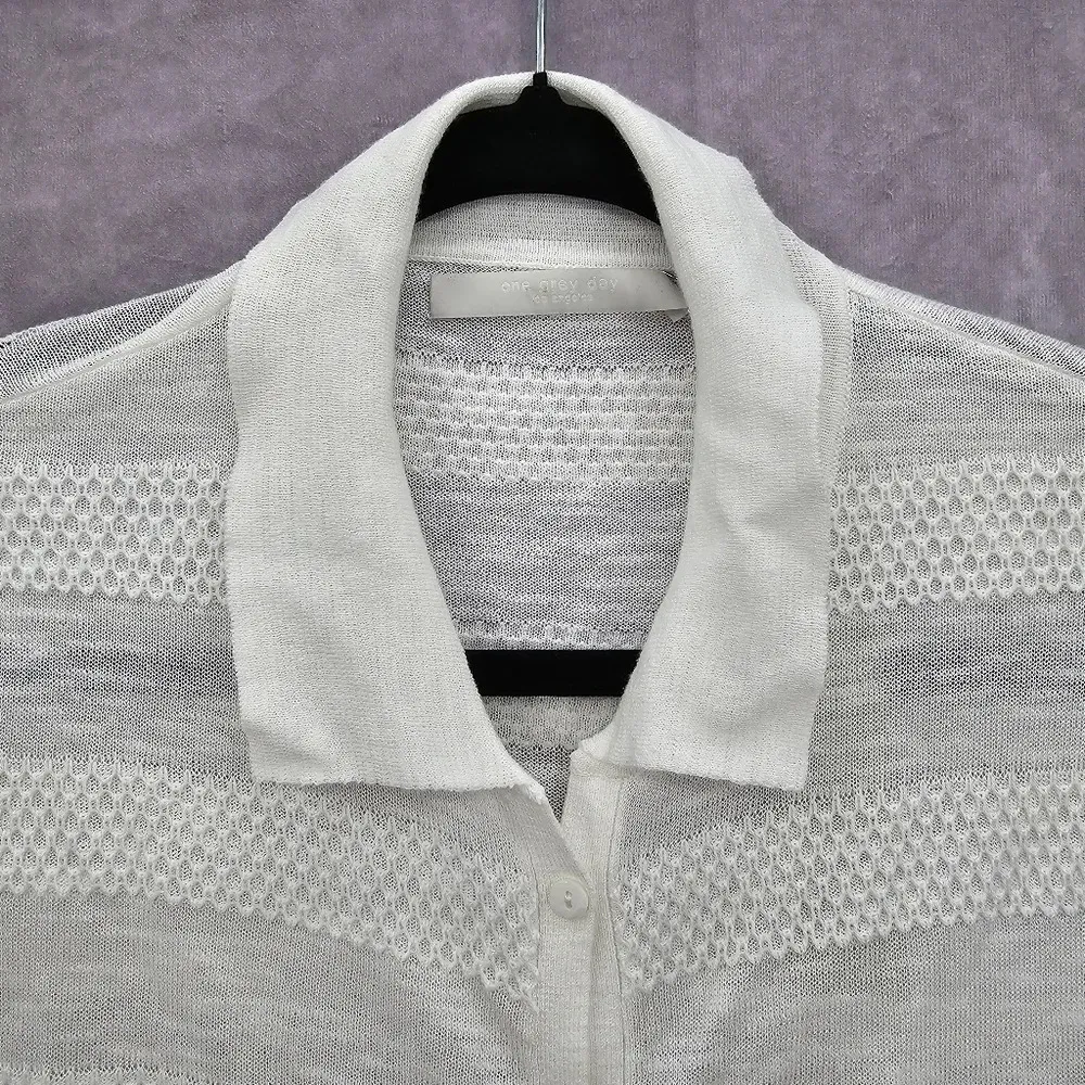 One Grey Day Revolve Long Sleeve Top Blouse Button Up Cardigan Collar Size XS White - Image 3