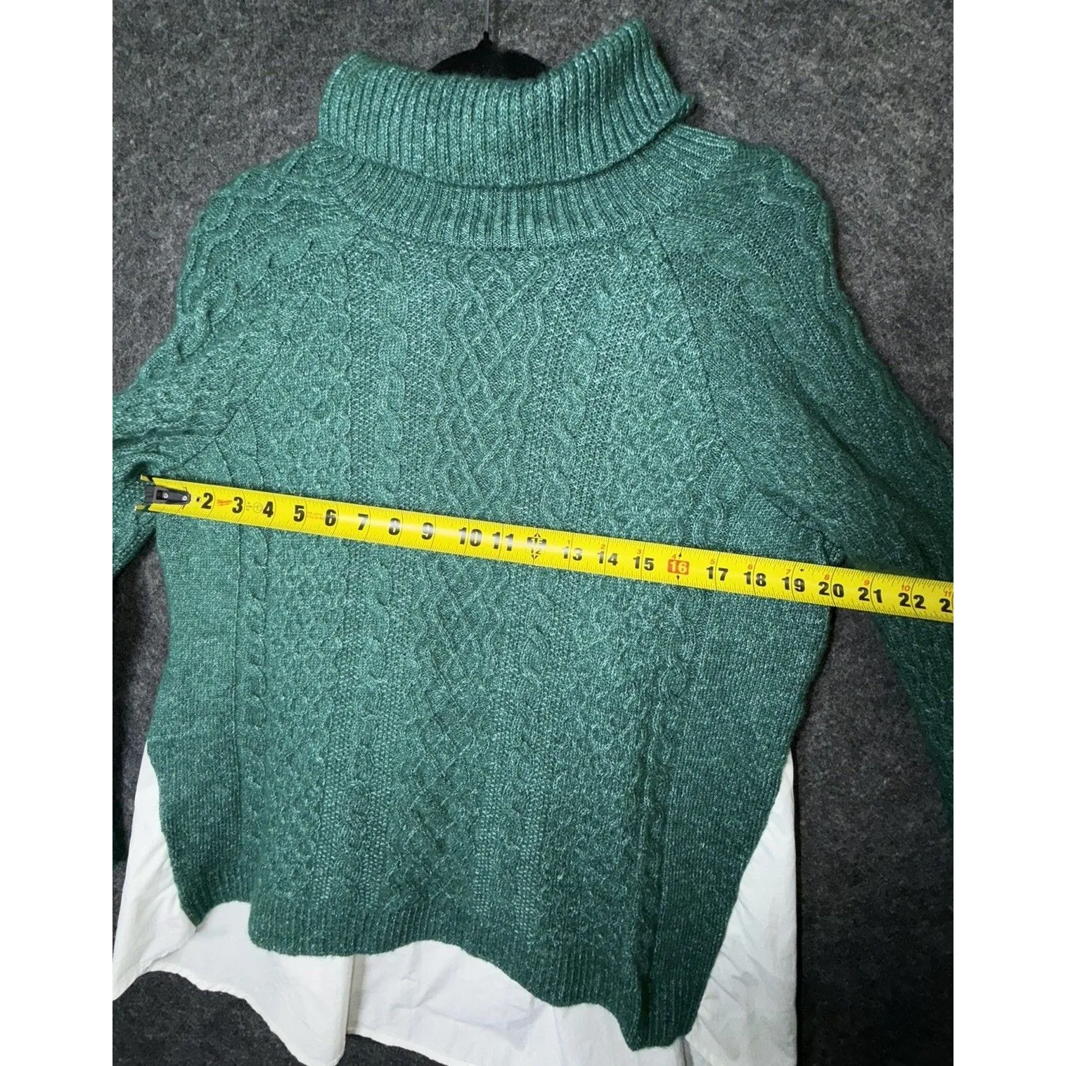 Anthropologie Cable Knit Sweater Womens L Green Layered Mixed Media - Image 7