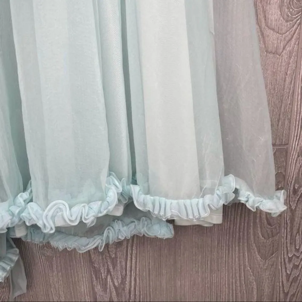Vintage 1960s St Michaels lingerie mrs maisel style sheer ruffle nightgown robe Blue Size undefined - Image 12