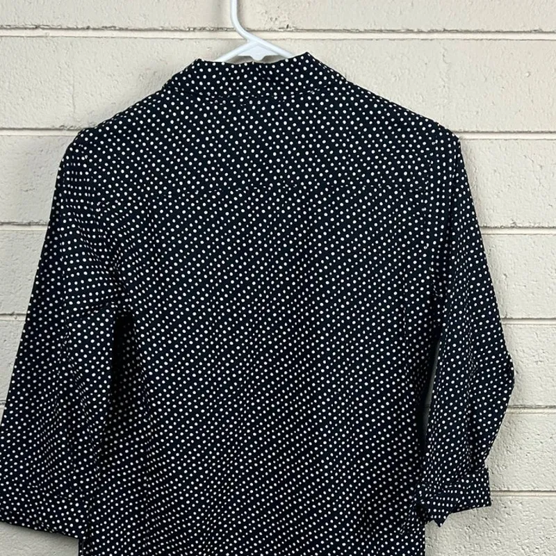 Foxcroft Black Polka Dot Blouse size 6P NWT - Image 6