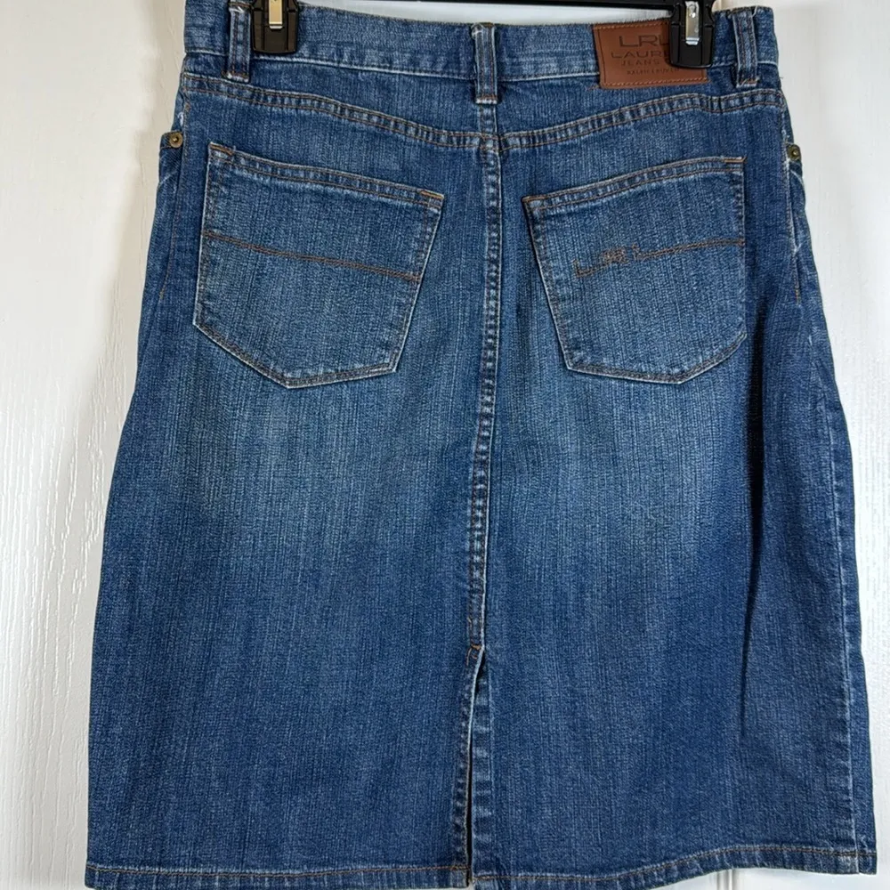 LRL Lauren Jeans Co Ralph Lauren Mid Jean Skirt Size 4P EUC #5555 - Image 3