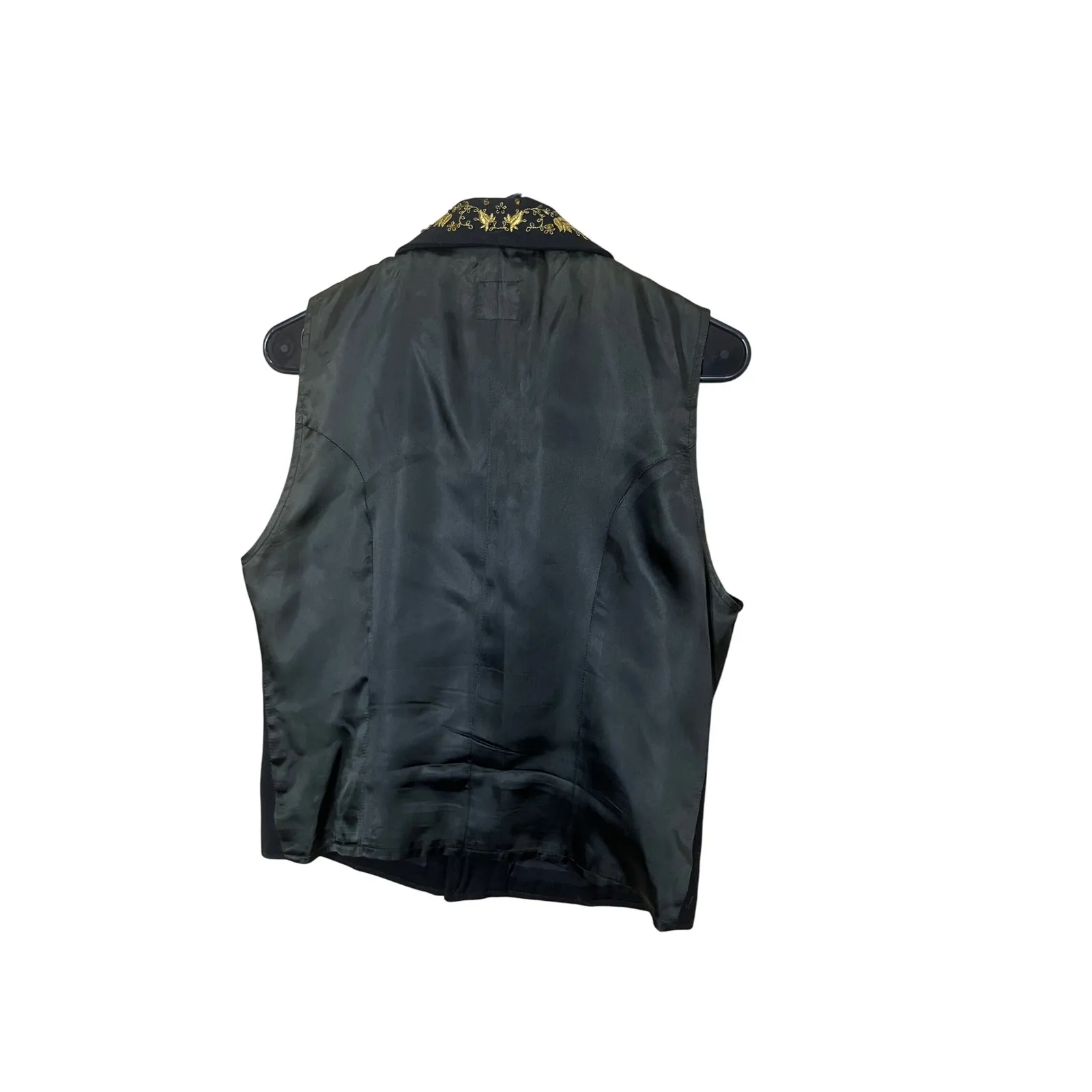 Vintage Lizwear Black Embroidered Western Vest Blazer Style Gold Accents Size 8 - Image 7