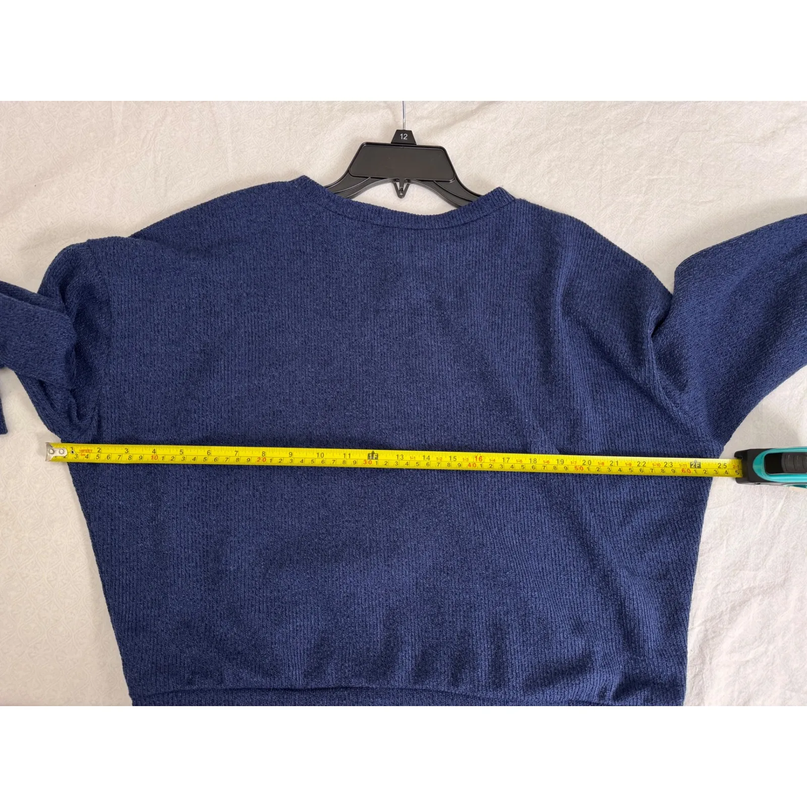 AQUA Women's Blue Long Sleeve Button Shoulder Knit‎ Pullover Sweater - Image 7