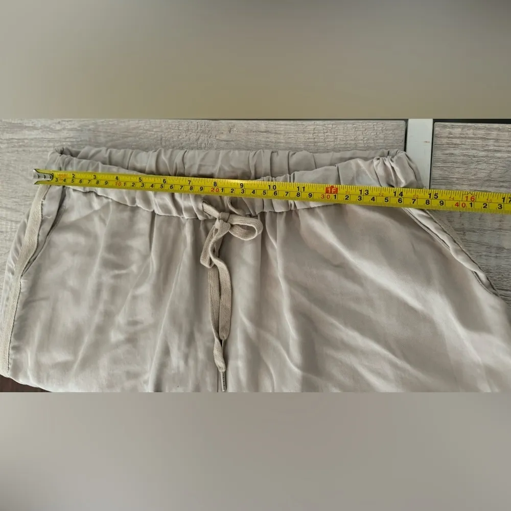 Femme Fatale Viscose Pull On Pants Khaki Made In Italy Size XL Metallic Trim - Image 9