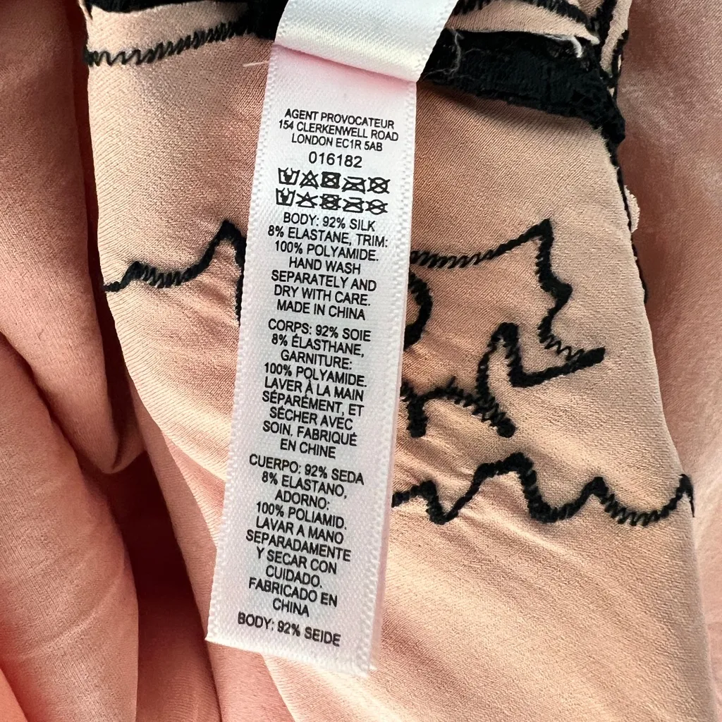 Agent Provocateur Amelia Pink Silk Long Slip Nightgown with Lace Design size 4 - Image 14