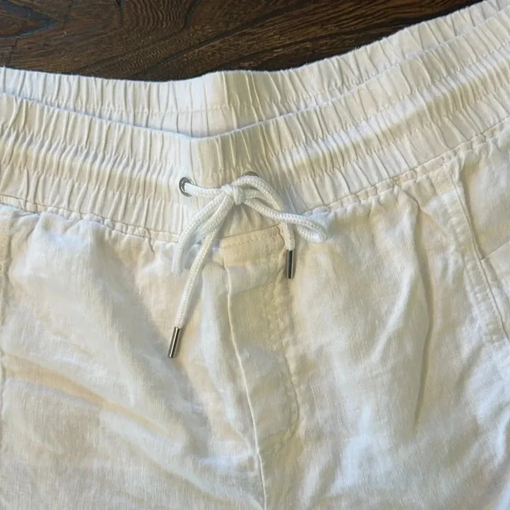 Athleta Cabo White Linen Shorts Women’s Size 20 Relaxed Fit Summer Casual - Image 3