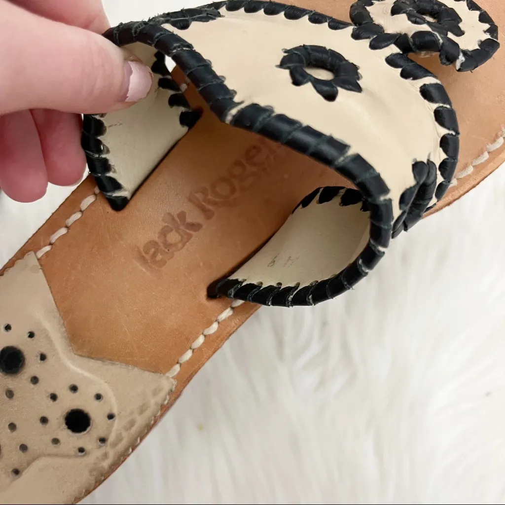 Jack Rogers tans and Black thong sandals - Image 3