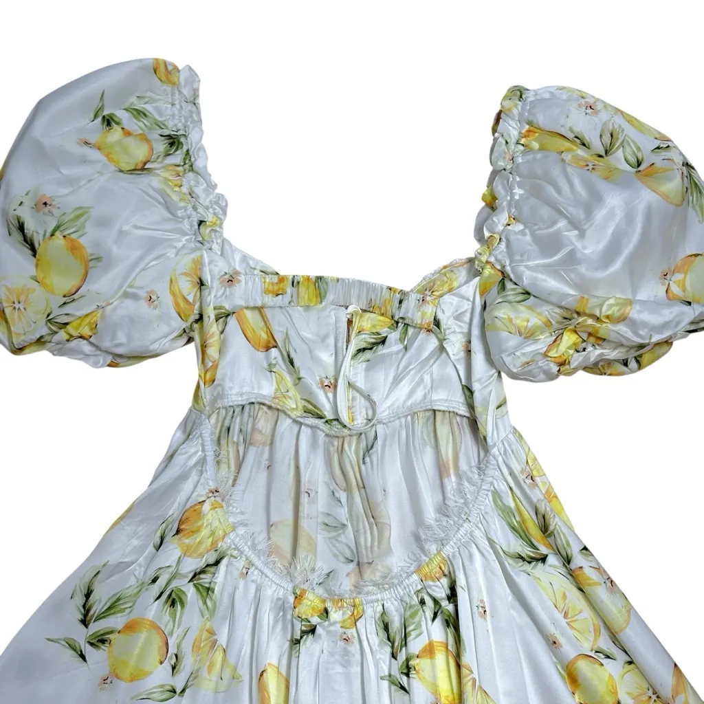 For Love & Lemons Serafina Yellow Lemons Mini Dress Womens S - Image 7