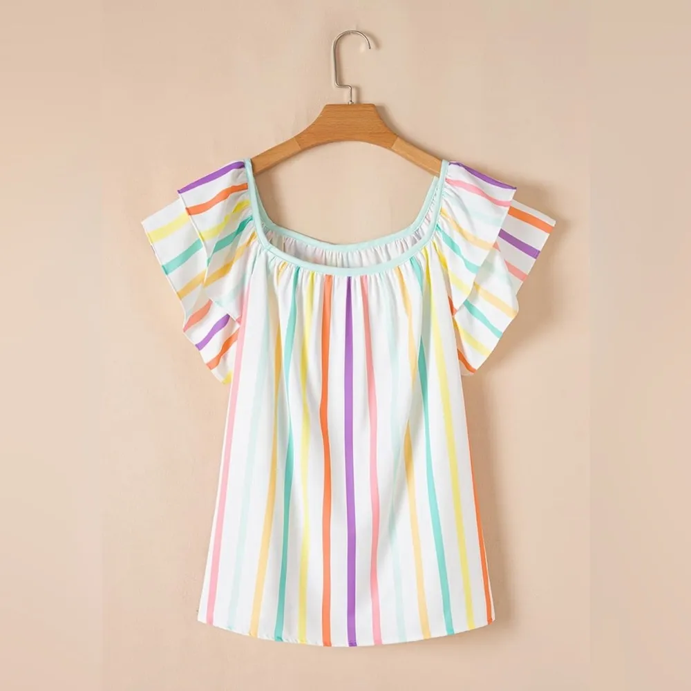 Haptics Colorful striped Plus Size Women's Blouse 2XL Pink - Image 5