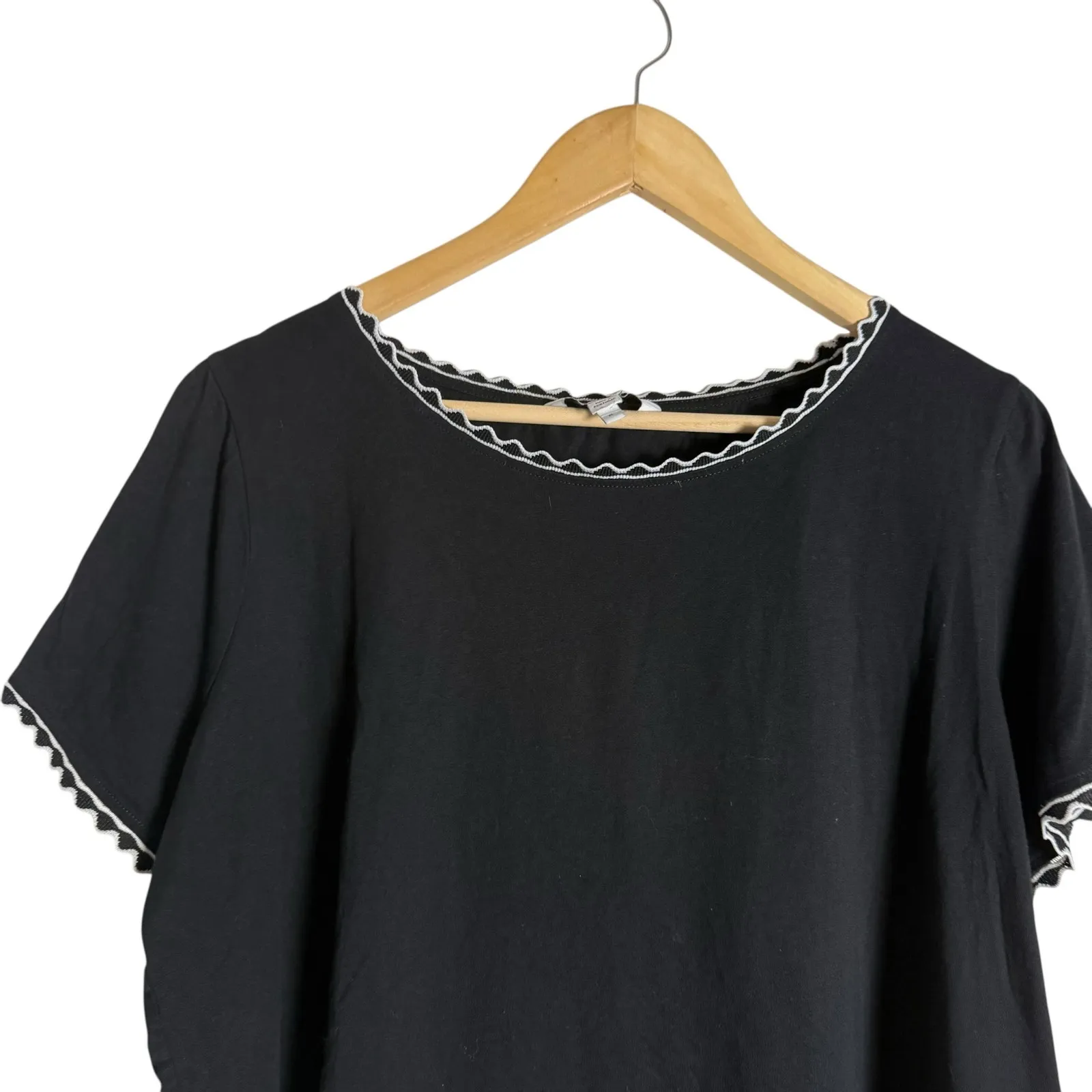 L.K. Bennett Adalyn Black Short Sleeve Boxy Crewneck Knit Top Size XL - Image 6