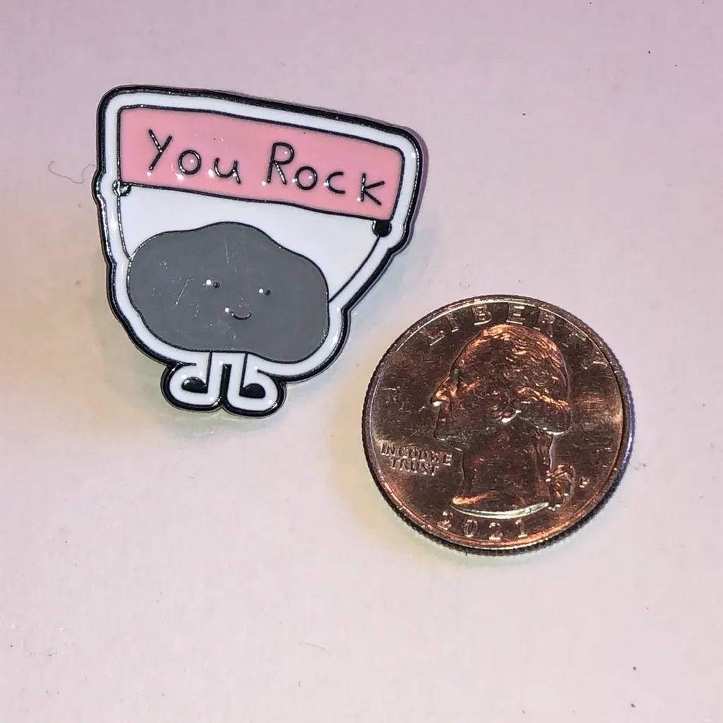 Cute 'You Rock' Enamel Boho Pin Pink - Image 3